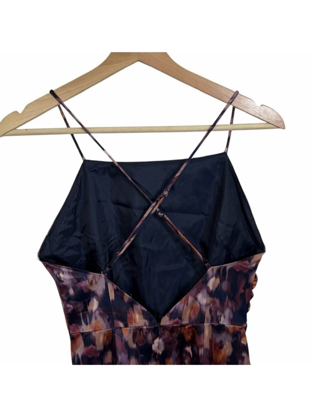 Jason Wu Satin Midi Dress Size XS Strappy Low Back Romantic Evening Floral Paint - Picture 5 of 15